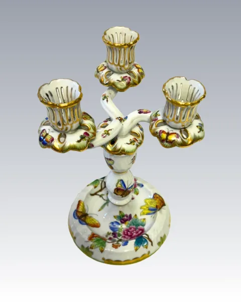 Herendi porcelán gyertyatartó