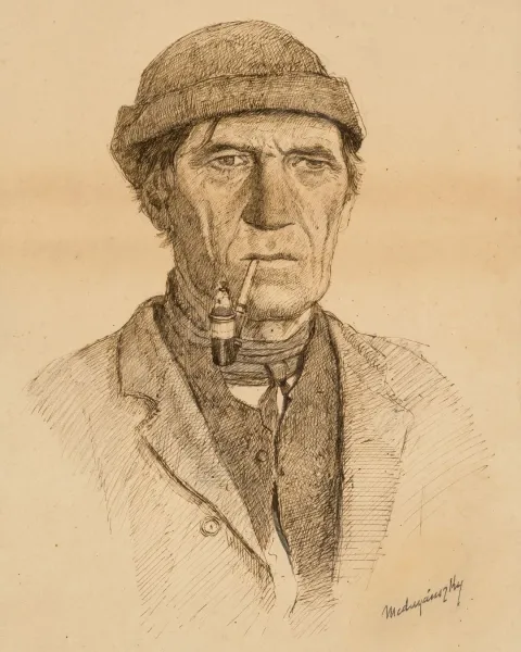 Mednyánszky László Kalapos férfi pipával