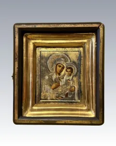 Orosz ikon – Aranyozott ezüst okláddal, eredeti dobozában