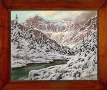 Neogrády László (1896-1962) - Behavazott hegyvidéki táj patakkal