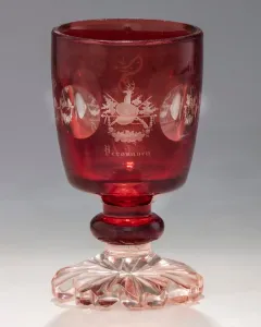 Biedermeier rubinpácolt talpas pohár