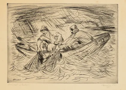 Borsos Miklós (1906–1990) - Halászok viharban 1961.
