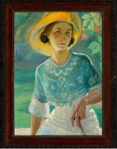 Ács Ferenc (1876–1949) - Kalapos nő tájban