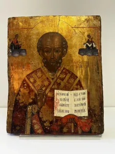 Orosz ikon korabeli aranyozott festéssel,szentábrázolással