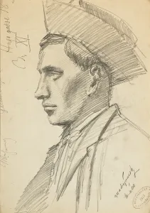 Báró Mednyánszky László (1852 - 1919) - Kalapos férfi arcképe