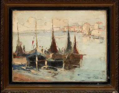 Négely Rudolf (1883–1941) - Kikötő halászbárkákkal