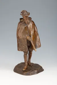 Franz Sautner (1872-1945) Bronzszobor Vadász Alakkal