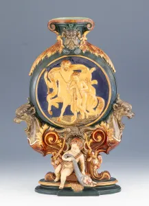 Wilhelm Schiller & Son figurális majolika váza